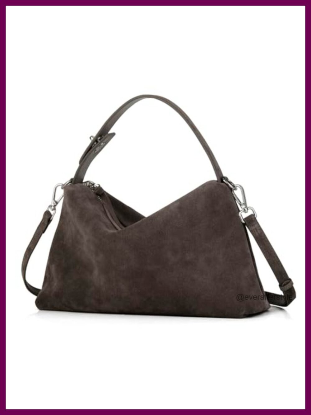 Premium Suede Leather Crossbody Bag Slouchy Shoulder Handbag